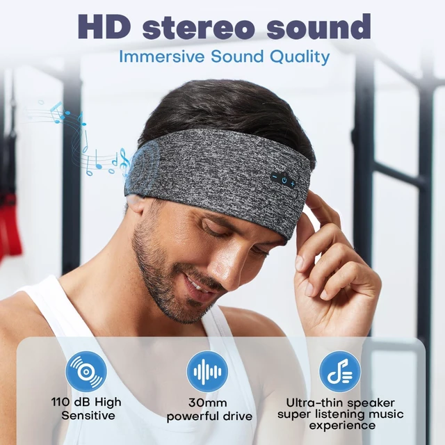 Alt view image 4 of 7 - Sleep Headphones Bluetooth Headband for Side Sleeper, 17H Playtime, Wireless Headband Headphones with HD Stereo Speakers for Workout,Running,Yoga, Ideal Gifts for Men, Women, Teens, Pink+Grey