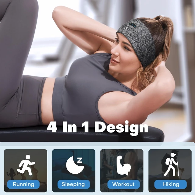 Alt view image 5 of 7 - Sleep Headphones Bluetooth Headband for Side Sleeper, 17H Playtime, Wireless Headband Headphones with HD Stereo Speakers for Workout,Running,Yoga, Ideal Gifts for Men, Women, Teens, Pink+Grey