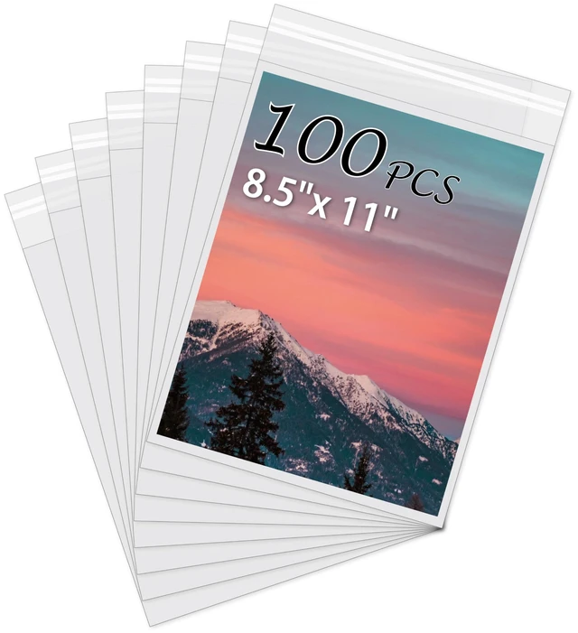 Main image of 100Pack Acid-Free Photo Sleeves Crystal Clear Storage Bags for 8.5x11 Print Pictures, Photos, Frame Mats (Bag Size: 9 x 11 3/8")