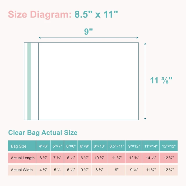 Alt view image 2 of 7 - 100Pack Acid-Free Photo Sleeves Crystal Clear Storage Bags for 8.5x11 Print Pictures, Photos, Frame Mats (Bag Size: 9 x 11 3/8")