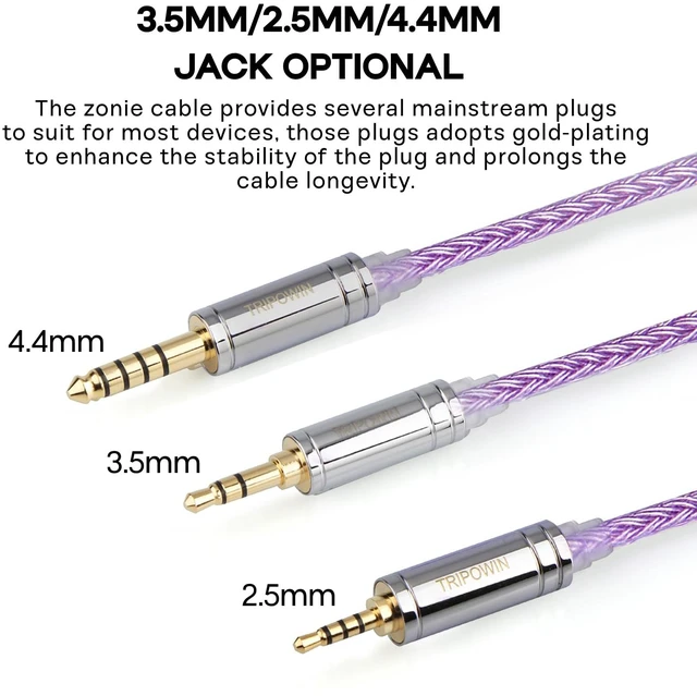Alt view image 5 of 7 - Tripowin Zonie 16 Core Silver Plated IEM Cable, 2pin 0.78mm, 3.5mm 1.25m SPC in Ear Monitor Wire, Earphone Upgraded Cords for 7hz Zero:2 Orchestra Lite Cadenza Hype4 Supermix4, Lavender