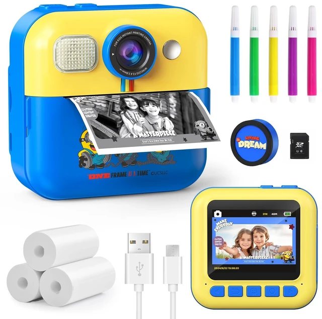 Main image of Kids Camera Instant Print, Minions Digital Video Instant Print Camera for Kids, Selfie Toddler Cameras Christams Birthday Gifts for Boys Girls Age 3-12