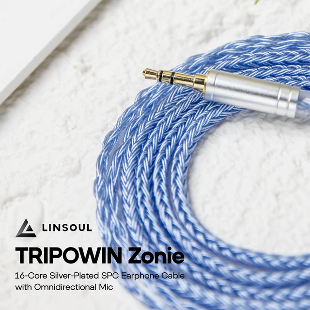 Alt view image 2 of 7 - Tripowin Zonie 16 Core Silver Plated IEM Cable, 2pin 0.78mm, 3.5mm 1.25m SPC in Ear Monitor Wire, Earphone Upgraded Cords for 7hz Zero:2 Orchestra Lite Cadenza Hype4 Supermix4, Blue