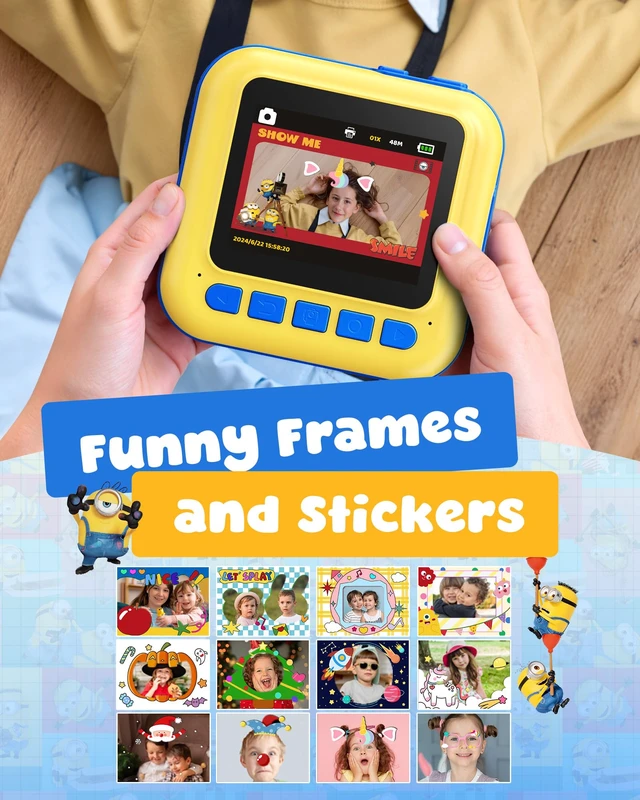 Alt view image 5 of 7 - Kids Camera Instant Print, Minions Digital Video Instant Print Camera for Kids, Selfie Toddler Cameras Christams Birthday Gifts for Boys Girls Age 3-12