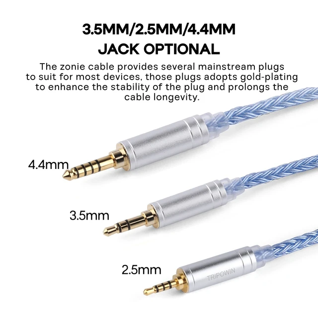 Alt view image 5 of 7 - Tripowin Zonie 16 Core Silver Plated IEM Cable, 2pin 0.78mm, 3.5mm 1.25m SPC in Ear Monitor Wire, Earphone Upgraded Cords for 7hz Zero:2 Orchestra Lite Cadenza Hype4 Supermix4, Blue
