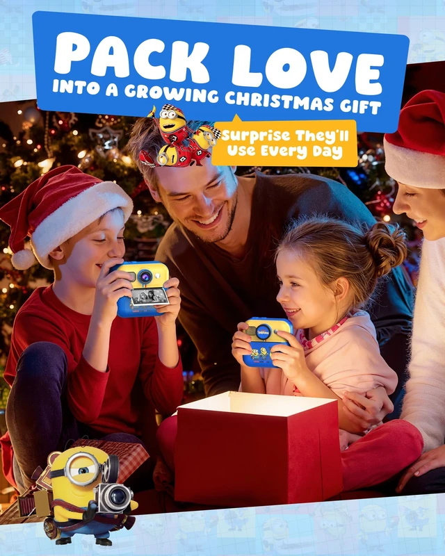 Alt view image 7 of 7 - Kids Camera Instant Print, Minions Digital Video Instant Print Camera for Kids, Selfie Toddler Cameras Christams Birthday Gifts for Boys Girls Age 3-12