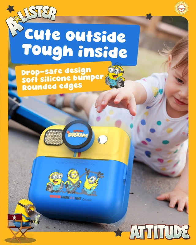 Alt view image 6 of 7 - Kids Camera Instant Print, Minions Digital Video Instant Print Camera for Kids, Selfie Toddler Cameras Christams Birthday Gifts for Boys Girls Age 3-12