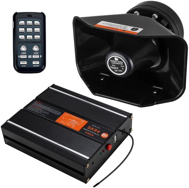 Main image of Police Siren for Truck Car 12V PA System Kit Remote Control Wireless Wireless Remote Control, High-Power Aluminum Unit, Efficient Heat Dissipation, 21 Sound Modes, 150dB, Waterproof