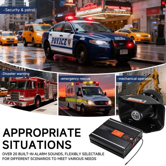 Alt view image 4 of 7 - Police Siren for Truck Car 12V PA System Kit Remote Control Wireless Wireless Remote Control, High-Power Aluminum Unit, Efficient Heat Dissipation, 21 Sound Modes, 150dB, Waterproof