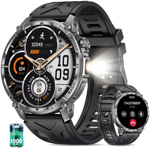 Main image of Military Smart Watches for Men (Answer/Make Call), 1.7" HD Mens Watches, 50+Days Fitness Tracker, Flashlight 100+ Sports Modes, Blood Pressure/Heart Rate/SpO2 Compatible with Android iPhone