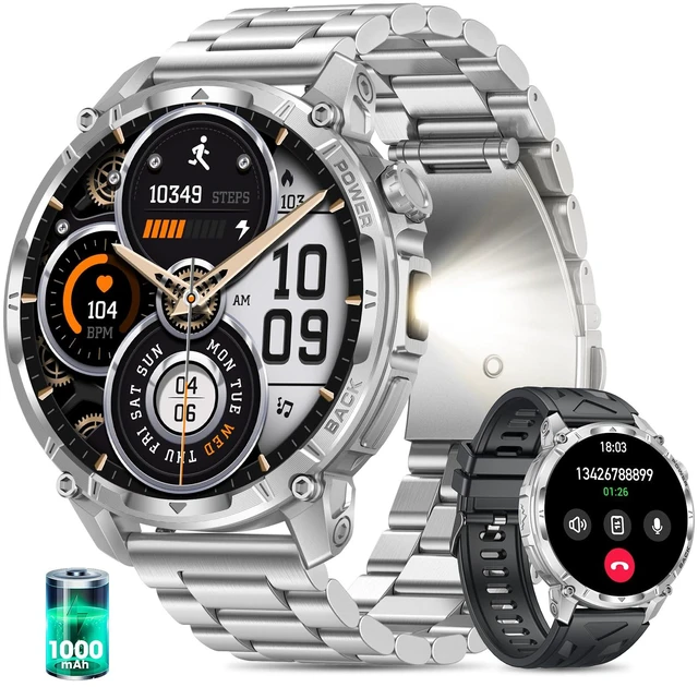 Main image of Military Smart Watches for Men (Answer/Make Call), 1.7" HD Mens Watches, 50+Days Fitness Tracker, Flashlight 100+ Sports Modes, Blood Pressure/Heart Rate/SpO2 Compatible with Android iPhone