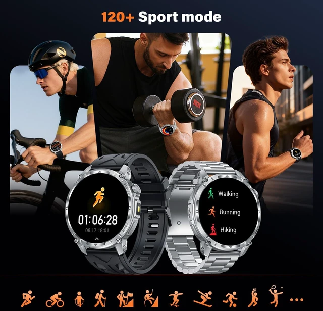 Alt view image 5 of 7 - Military Smart Watches for Men (Answer/Make Call), 1.7" HD Mens Watches, 50+Days Fitness Tracker, Flashlight 100+ Sports Modes, Blood Pressure/Heart Rate/SpO2 Compatible with Android iPhone