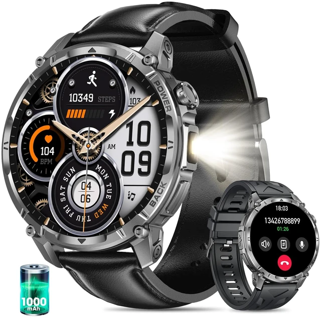 Main image of Military Smart Watches for Men (Answer/Make Call), 1.7" HD Mens Watches, 50+Days Fitness Tracker, Flashlight 100+ Sports Modes, Blood Pressure/Heart Rate/SpO2 Compatible with Android iPhone