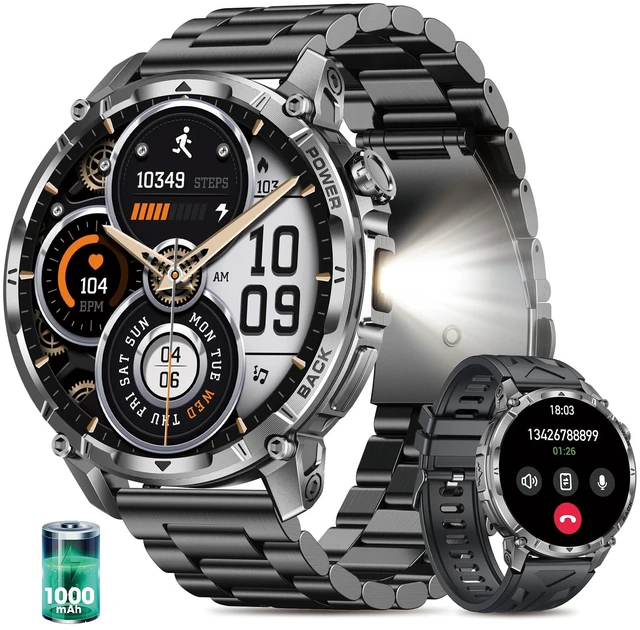 Main image of Military Smart Watches for Men (Answer/Make Call), 1.7" HD Mens Watches, 50+Days Fitness Tracker, Flashlight 100+ Sports Modes, Blood Pressure/Heart Rate/SpO2 Compatible with Android iPhone