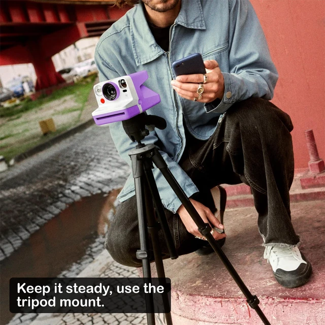 Alt view image 5 of 6 - Now 3rd Generation i-Type Instant Camera + 8 i-Type Color Film Bundle, Purple, Camera Bundle with a Lumintrail Lens Cleaning Cloth