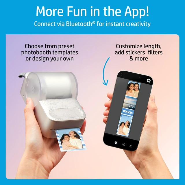 Alt view image 5 of 7 - Sprocket Panorama Instant Color Label & Smartphone Photo Printer - Portable - Personalize Prints 2 x.5- 9 on Zink Sticky-Back Photos - Create Photobooth Strips & Custom Designs in App - Grey