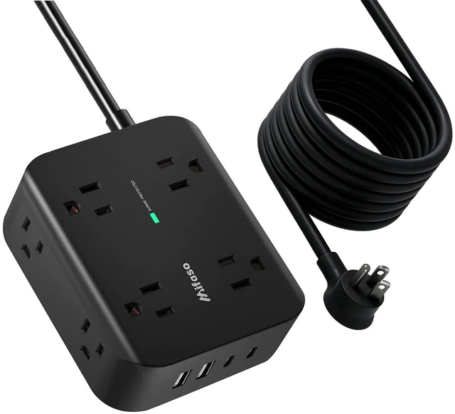 Main image of Power Strip Surge Protector 20FT - Flat Plug, Wall Mount, Desk Accessories 8 Wide Outlets with 4 USB Ports (2 USB C), Extension Cord with Multiple Outlets, Office Supplies