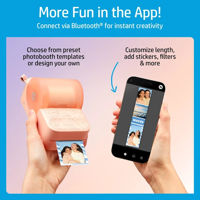 Alt view image 5 of 7 - Sprocket Panorama Instant Color Label & Smartphone Photo Printer - Portable - Personalize Prints 2 x.5- 9 on Zink Sticky-Back Photos - Create Photobooth Strips & Custom Designs in App - Pink