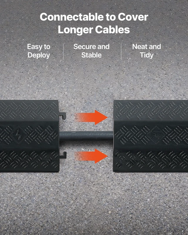 Alt view image 6 of 7 - Drop Over Cable Cover, 17,500 lbs/Axle Load Capacity, 2 Channel Heavy Duty Floor Cord Cover, Cable Hose Protector Ramp, for Indoor, High Walking Traffic Areas, Home, Office, Warehouse, 2 Pack