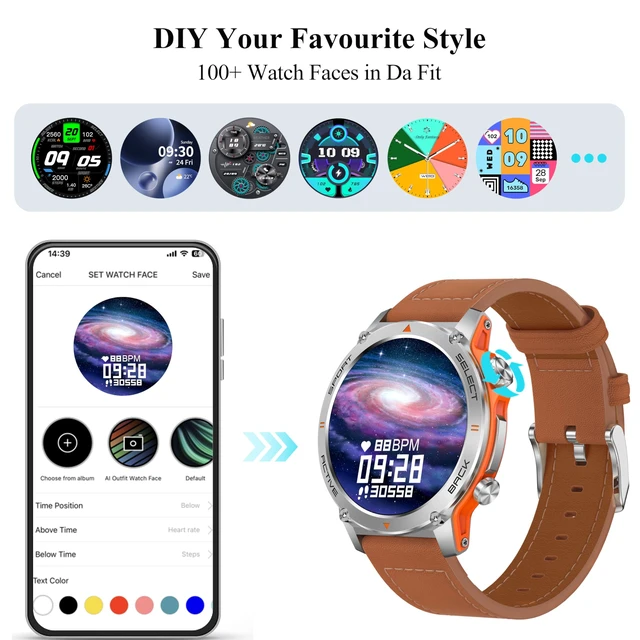 Alt view image 7 of 7 - Smart Watch, 1.43''AMOLED 45mm Military Smartwatch Men Women Answer/Make Call, Digital Fitness Watch, 110+ Sports, Blood Pressure, Heart Rate, Stress Monitor Sports Watch for Android or iOS