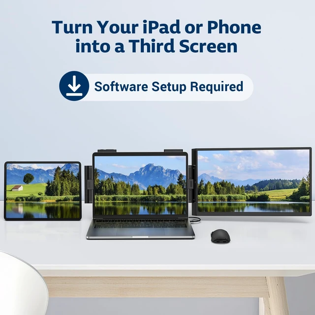 Alt view image 4 of 7 - Portable Studio Display 15.6" FHD IPS 1080P Monitor Laptop Screen Extender & Phone/Pad Mount for 1416" Laptops, Turn Phone into Webcam + Keyboard Control (ThirdParty App Required)