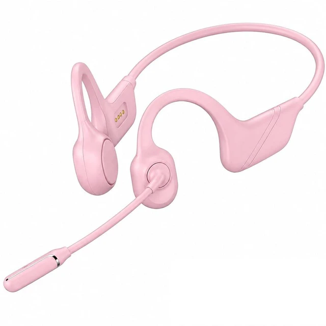 Main image of Open Ear Headphones with Mic, 28g Wireless Trucker Bluetooth Headset Bone Conduction,ENC Noise Cancellation,One-Click Mute for Work/Meetings,Coating/Silicone Frame,Sweatproof,Magnetic Charging