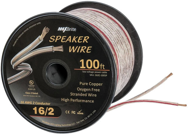 Main image of 100 ft. Spool High Performance 16 Gauge Speaker Wire, Oxygen Free Pure Copper - UL Listed Class 2