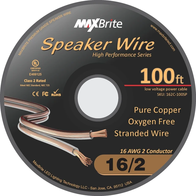 Alt view image 4 of 4 - 100 ft. Spool High Performance 16 Gauge Speaker Wire, Oxygen Free Pure Copper - UL Listed Class 2