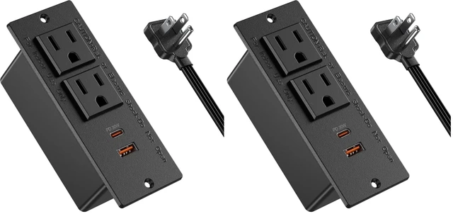 Main image of Recessed Power Strip USB C PD 30W,Workspace Essential Desk Outlet (Pack of 2)