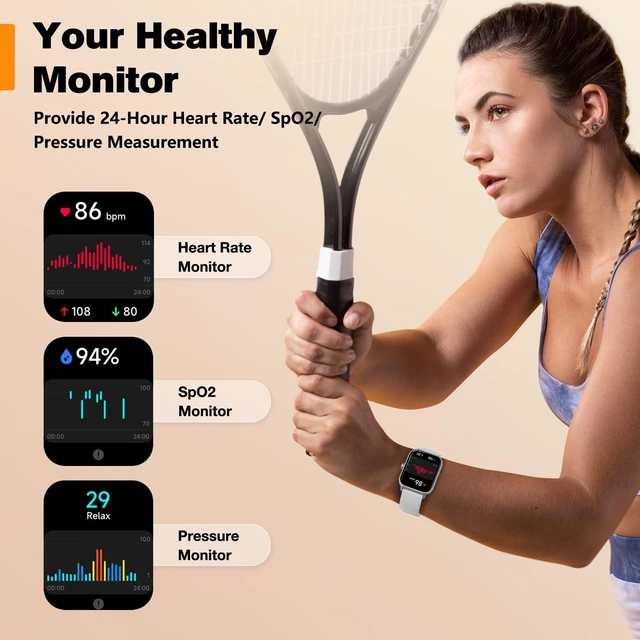 Alt view image 6 of 7 - Smart Watch for Men Women,1.8" Ultra-Clear Fitness Tracker (White) Make & Answer Calls, Heart Rate & SpO2 Monitoring, Sleep & Activity Tracking, 3ATM Waterproof, iPhone & Android Compatible