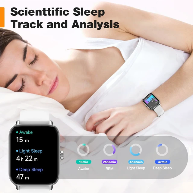 Alt view image 7 of 7 - Smart Watch for Men Women,1.8" Ultra-Clear Fitness Tracker (White) Make & Answer Calls, Heart Rate & SpO2 Monitoring, Sleep & Activity Tracking, 3ATM Waterproof, iPhone & Android Compatible