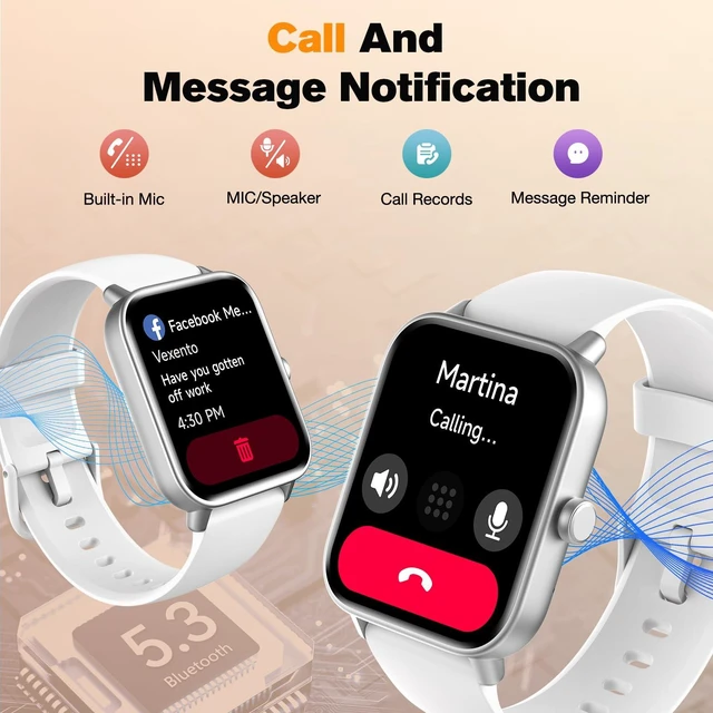 Alt view image 3 of 7 - Smart Watch for Men Women,1.8" Ultra-Clear Fitness Tracker (White) Make & Answer Calls, Heart Rate & SpO2 Monitoring, Sleep & Activity Tracking, 3ATM Waterproof, iPhone & Android Compatible