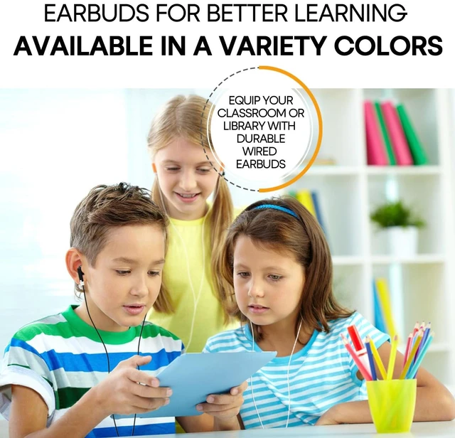 Alt view image 5 of 7 - Wholesale Bulk Earbuds Headphones 200 Pack Class Set for School Classroom Students Kids Children Toddler Boys Girls Teen Adults(Black,200 Pack)