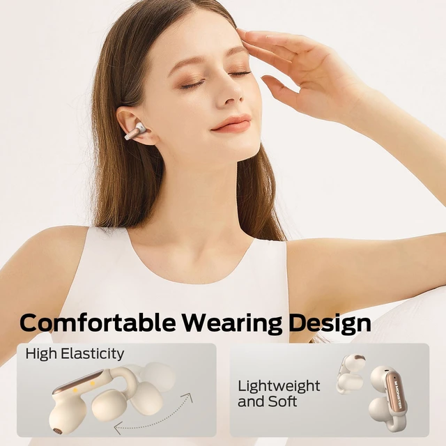 Alt view image 7 of 7 - Open AC601 Wireless Earbuds, Crystal Clear Call, USB-C Charging, Bluetooth Open Earphones with ENC, IPX5 Waterproof Wireless Clip-on Earbuds, 32H Playtime Ear Buds (White)