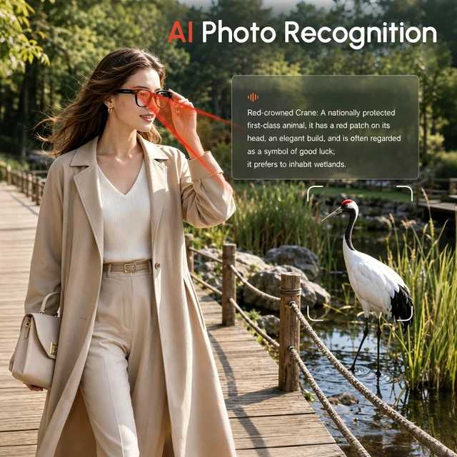 Alt view image 5 of 7 - AI Smart Glasses with Camera, Hands-Free Calls, Music, Offline AI Assistant 8MP & 1080P/30 Camera Glasses, AI Recognition & Recording, Video Translation, Schedule Tracking for Travel, Commuting, Work