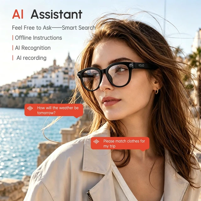 Alt view image 3 of 7 - AI Smart Glasses with Camera, Hands-Free Calls, Music, Offline AI Assistant 8MP & 1080P/30 Camera Glasses, AI Recognition & Recording, Video Translation, Schedule Tracking for Travel, Commuting, Work