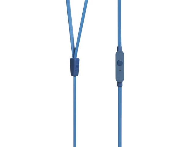 Alt view image 2 of 6 - Tune 110E - in-Ear Headphones - Blue Pure Bass sound, 1-button remote with microphone, Tangle-free flat cable
