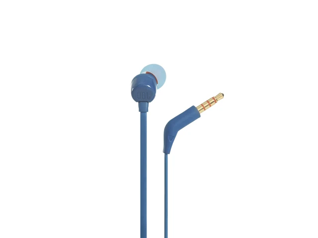 Alt view image 5 of 6 - Tune 110E - in-Ear Headphones - Blue Pure Bass sound, 1-button remote with microphone, Tangle-free flat cable