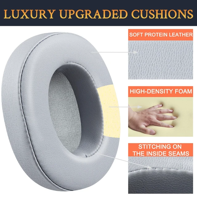 Alt view image 4 of 7 - Replacement Earpads for Skullcandy Hesh 3/ANC/Evo & Crusher Wireless/540/ANC/Evo & Venue ANC Over-Ear Headphones, Ear Pads Cushions with Protein Leather, Noise Isolation Foam - Grey