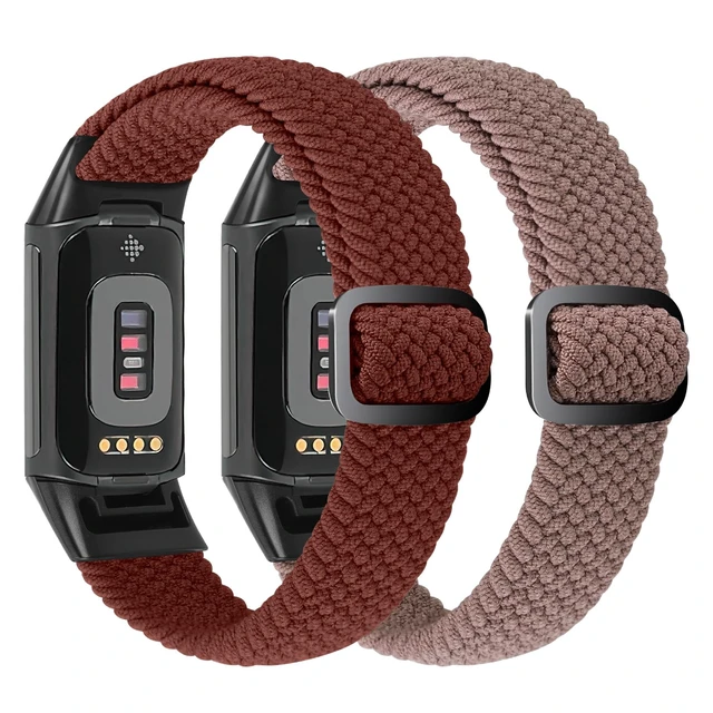 Alt view image 2 of 6 - Elastic Braided Bands Compatible with Fitbit Charge 5/Fitbit Charge 6 for Women Men, Breathable Adjustable Stretchy Nylon Loop Sport Replacement Wristbands for Fitbit Charge 6 Charge 5 Straps
