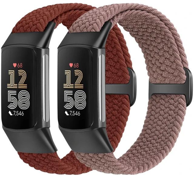 Main image of Elastic Braided Bands Compatible with Fitbit Charge 5/Fitbit Charge 6 for Women Men, Breathable Adjustable Stretchy Nylon Loop Sport Replacement Wristbands for Fitbit Charge 6 Charge 5 Straps