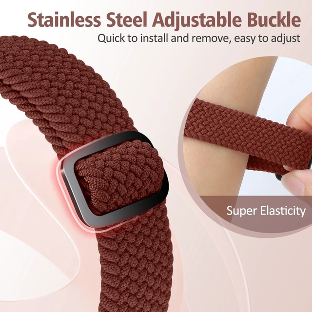 Alt view image 5 of 6 - Elastic Braided Bands Compatible with Fitbit Charge 5/Fitbit Charge 6 for Women Men, Breathable Adjustable Stretchy Nylon Loop Sport Replacement Wristbands for Fitbit Charge 6 Charge 5 Straps