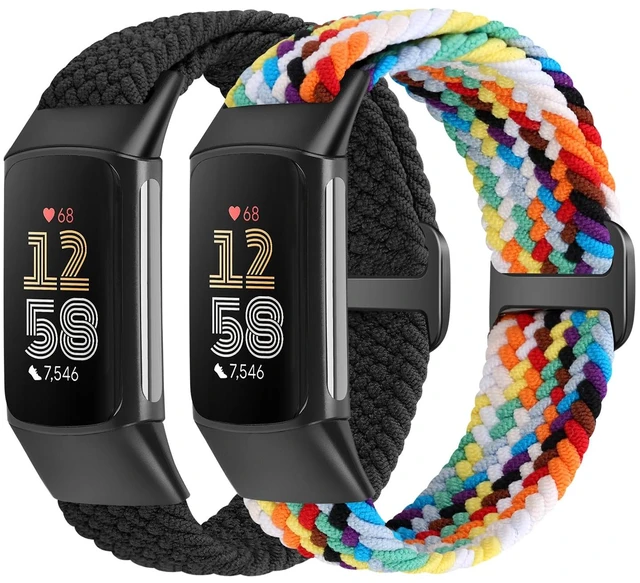 Main image of Elastic Braided Bands Compatible with Fitbit Charge 5/Fitbit Charge 6 for Women Men, Breathable Adjustable Stretchy Nylon Loop Sport Replacement Wristbands for Fitbit Charge 6 Charge 5 Straps