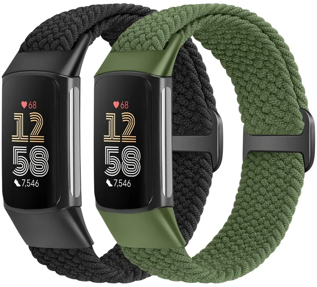 Main image of Elastic Braided Bands Compatible with Fitbit Charge 5/Fitbit Charge 6 for Women Men, Breathable Adjustable Stretchy Nylon Loop Sport Replacement Wristbands for Fitbit Charge 6 Charge 5 Straps