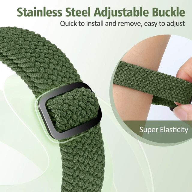 Alt view image 5 of 6 - Elastic Braided Bands Compatible with Fitbit Charge 5/Fitbit Charge 6 for Women Men, Breathable Adjustable Stretchy Nylon Loop Sport Replacement Wristbands for Fitbit Charge 6 Charge 5 Straps