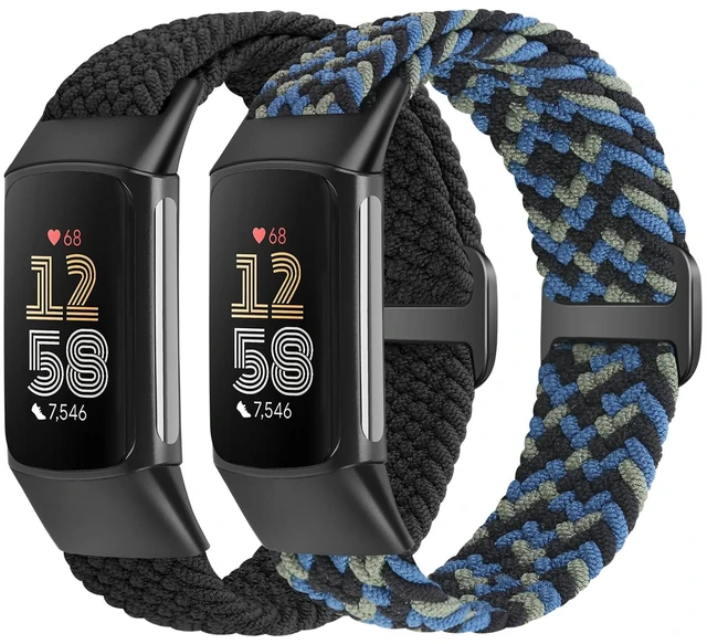 Main image of Elastic Braided Bands Compatible with Fitbit Charge 5/Fitbit Charge 6 for Women Men, Breathable Adjustable Stretchy Nylon Loop Sport Replacement Wristbands for Fitbit Charge 6 Charge 5 Straps