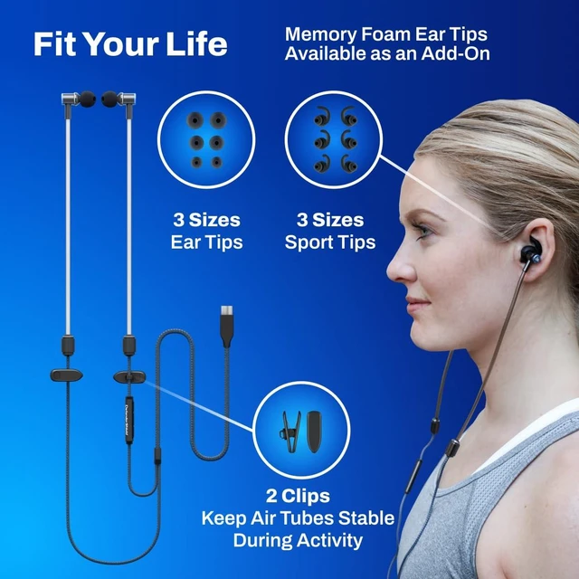 Alt view image 6 of 7 - Air Tube Stereo Earbuds USB-C - Universal Acoustic Wired Headphones with Mic & Volume Control