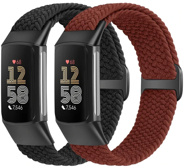 Main image of Elastic Braided Bands Compatible with Fitbit Charge 5/Fitbit Charge 6 for Women Men, Breathable Adjustable Stretchy Nylon Loop Sport Replacement Wristbands for Fitbit Charge 6 Charge 5 Straps