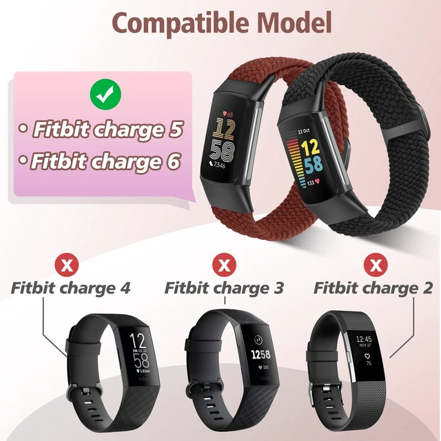 Alt view image 3 of 6 - Elastic Braided Bands Compatible with Fitbit Charge 5/Fitbit Charge 6 for Women Men, Breathable Adjustable Stretchy Nylon Loop Sport Replacement Wristbands for Fitbit Charge 6 Charge 5 Straps