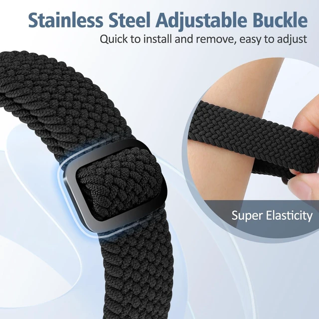 Alt view image 4 of 6 - Elastic Braided Bands Compatible with Fitbit Charge 5/Fitbit Charge 6 for Women Men, Breathable Adjustable Stretchy Nylon Loop Sport Replacement Wristbands for Fitbit Charge 6 Charge 5 Straps